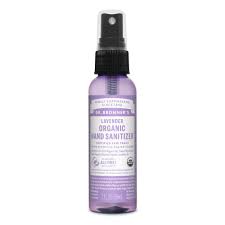Dr Bonner natural hand sanitizer in purple spray bottle