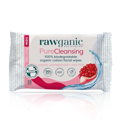 Rawganic cleansing facial wipes with pomegranate